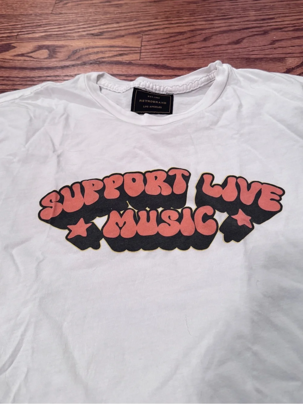 NWOT Retro Brand "Support Live Music" Graphic T-Shirt - Picture 2 of 4